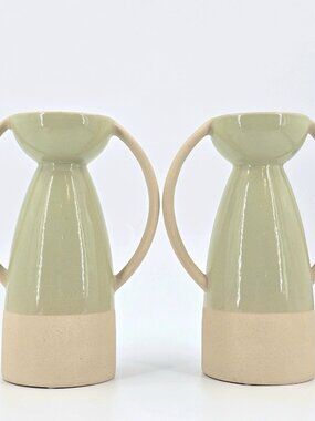 2 Ceramic Pillar Candle Holder For Wax Candles Or Flameless Candles New